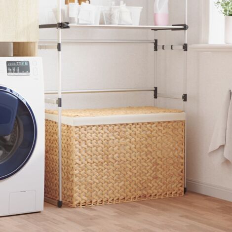 Vidaxl – Panier à linge 3 sections 75x42,5x52 cm – En jacinthe d'eau et métal – Couvercle anti-odeurs – Poignée de transport