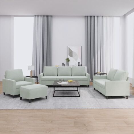 Ensemble de canapés 4 pcs avec coussins Gris clair Velours vidaXL