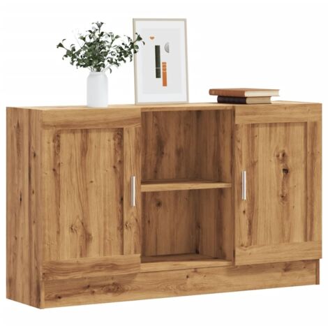 Vidaxl – Buffet chêne artisanal 120x30,5x70 cm – Bois d'ingénierie résistant à l'humidité – 2 portes et 2 compartiments de rangement
