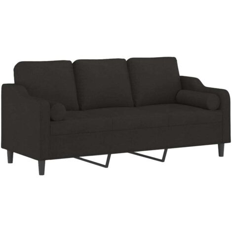 Canapé 3 places avec oreillers décoratifs noir 180 cm tissu vidaXL (1/5)