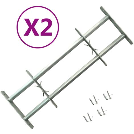 Vidaxl – Grilles de sécurité réglables pour fenêtres 2 pcs – Acier galvanisé – Largeur extensible 700-1050 mm – Hauteur 300 mm – Installation horizontale