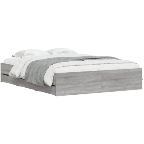 Cadre de lit avec tiroirs sans matelas sonoma gris 140x200 cm vidaXL