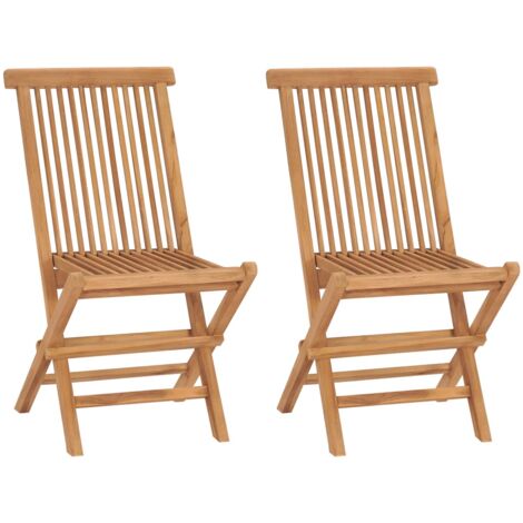 Chaises de jardin pliables lot de 2 Bois de teck massif vidaXL (1/6)