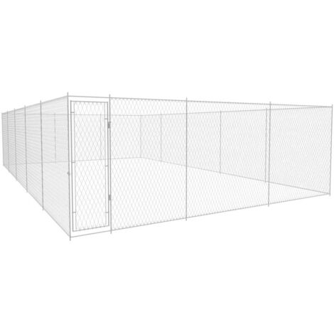 Vidaxl – Chenil extérieur pour chiens en acier galvanisé 950x570x185 cm – Enclos sécurisé avec portail verrouillable – Idéal pour exercice et protection