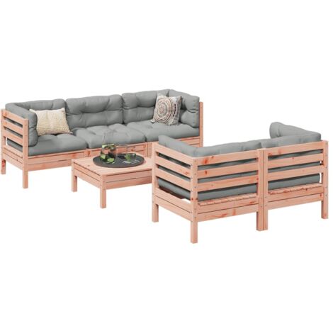 Salon de jardin 6 pcs et coussins bois massif sapin de douglas vidaXL (1/5)