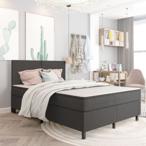 Vidaxl – Sommier à lattes gris en tissu 140x200 cm – Structure robuste en MDF et métal – Facile à nettoyer et à assembler