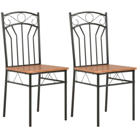 Vidaxl – Lot de 2 chaises à manger marron – MDF 15mm – Cadre en acier – Hauteur d'assise 44cm – Design ergonomique moderne