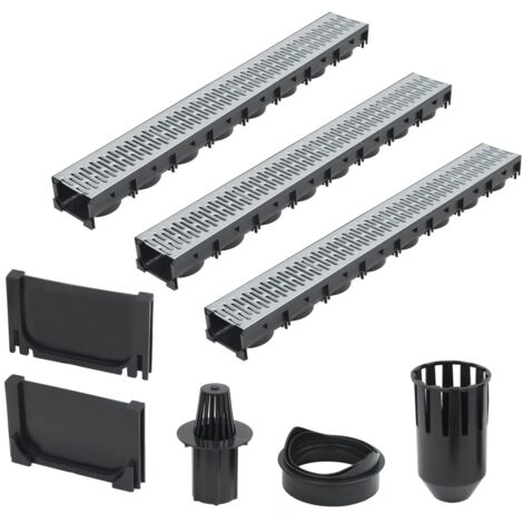 Vidaxl – Caniveau de voirie 3 pcs 100 x 12,5 x 8 cm – Acier galvanisé – Système de verrouillage pour connexion facile – Pour égouts 10 cm
