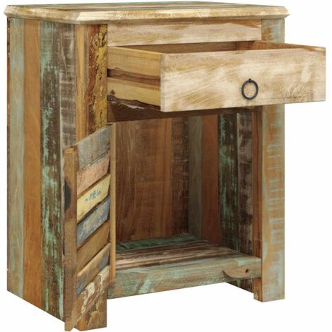 vidaXL Table de coin avec 1 tiroir et 1 porte Bois de récupération (1/5)