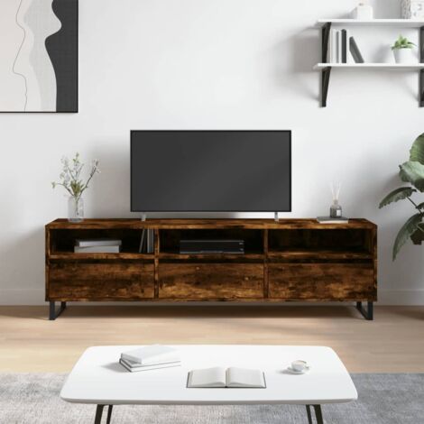 Meuble TV chêne fumé 150x30x44,5 cm bois d'ingénierie vidaXL (1/5)