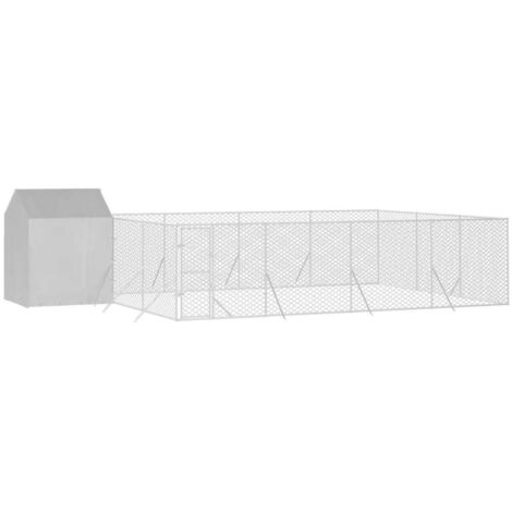 vidaXL Chenil d'extérieur pour chiens avec toit argenté 10x6x2,5 m