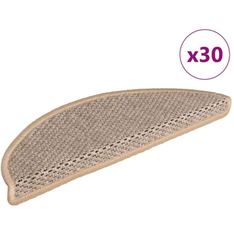 vidaXL Tapis d'escalier autocollants 30 pcs 56x17x3 cm beige clair