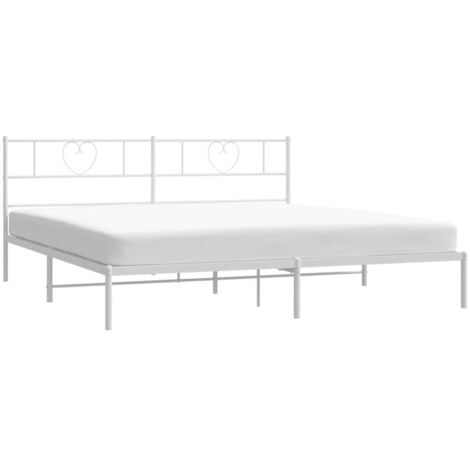 Cadre de lit métal sans matelas et tête de lit blanc 200x200 cm vidaXL (1/7)