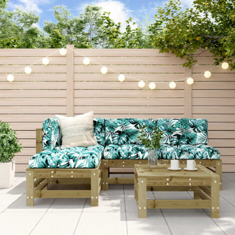 Salon de jardin 5 pcs avec coussins bois de pin imprégné vidaXL (1/5)