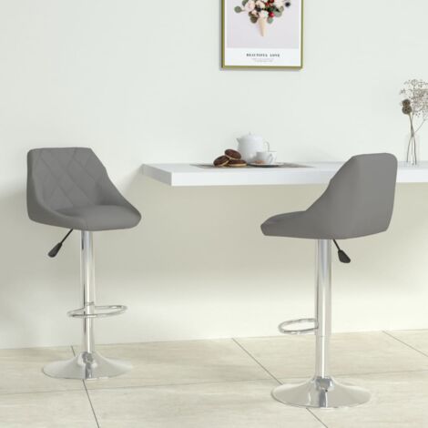 Tabourets de bar Lot de 2 - Tabourets Hauts - Chaises Fauteuil de bar gris similicuir vidaXL (1/5)