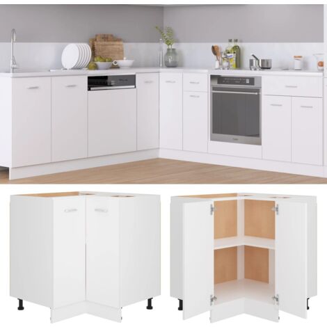 Vidaxl – Armoire de plancher d'angle blanc 75,5x75,5x81,5 cm – Matériau aggloméré – 2 étagères – Fixation murale incluse pour sécurité