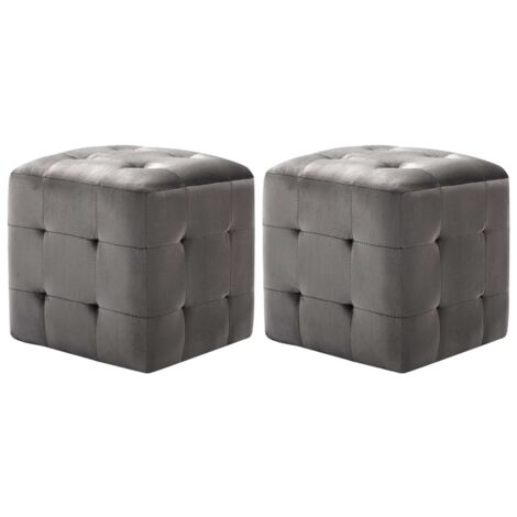 2 pcs Poufs Gris 30 x 30 x 30 cm Tissu velours vidaXL