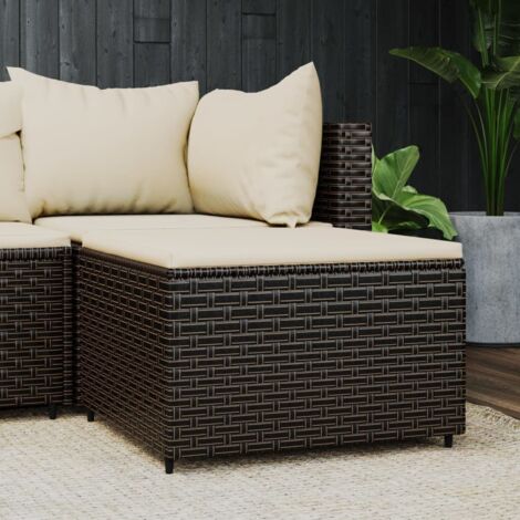 Vidaxl – Repose-pied de jardin marron en résine tressée – Coussin en polyester 3cm – Cadre en acier enduit de poudre – Dimensions 55x55x31cm