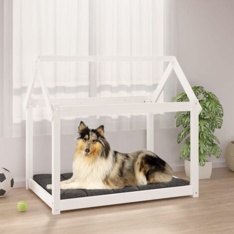 Lit pour chien Blanc 101x70x90 cm Bois de pin solide vidaXL