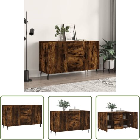 The Living Store Buffet chêne fumé 100x36x60 cm bois d'ingénierie - Buffet Moderne - Meuble De Rangement - Armoire Design - Mobilier Salon - Commode (1/5)