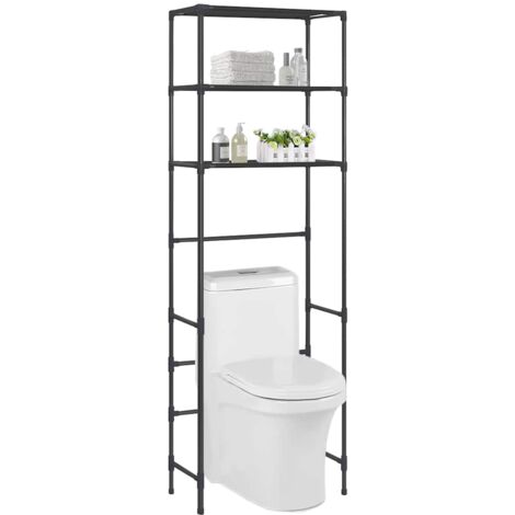 Support de rangement de toilette à 3 niveaux Noir 53x28x169 cm vidaXL