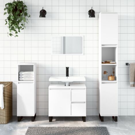vidaXL 3 Piece Bathroom Furniture Set White Engineered Wood (1/5)