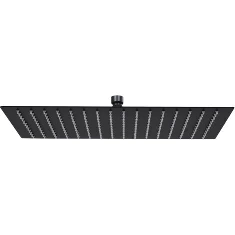 Vidaxl – Pomme de douche pluie inox 40x30 cm rectangulaire – 192 buses anti-calcaire – Articulation pivotante pour angle ajustable – Noir
