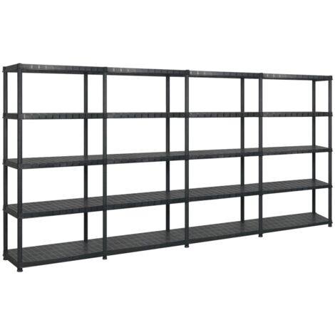 Étagère de rangement à 5 niveaux Noir 366x45,7x185 cm Plastique vidaXL