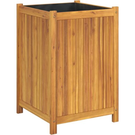 Jardinière avec doublure 50x50x75 cm bois massif d'acacia vidaXL