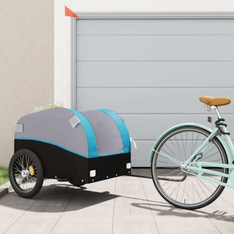 vidaXL Remorque pour vélo noir et bleu 45 kg fer