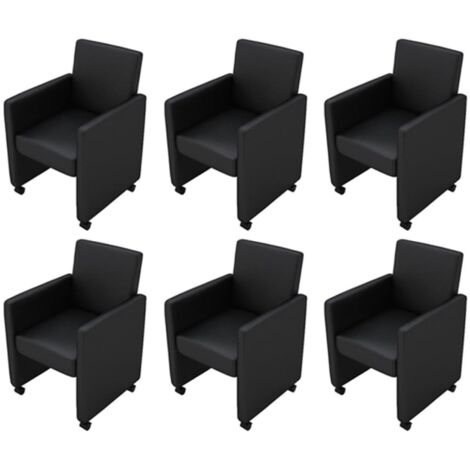 Vidaxl – Lot de 6 chaises à manger en similicuir noir – Confort optimal avec dossier rembourré – Dimensions 58,5 x 65 x 88 cm – Hauteur d'assise 47 cm (1/5)