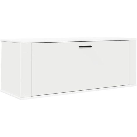 Vidaxl – Armoire à chaussures murale blanche 100x35x38cm – Bois d'ingénierie – 2 compartiments – Résistance à l'humidité et à la poussière