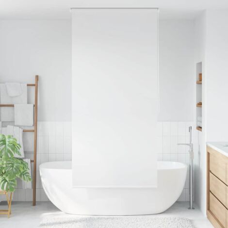 Vidaxl – Store roulant de douche 100x240 cm blanc – Résistant à l'eau – Séchage rapide – Cordon à tirette montable à droite ou à gauche