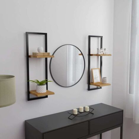 Étagères murales 2 pcs 25x25x75 cm Bois d'acacia et acier vidaXL