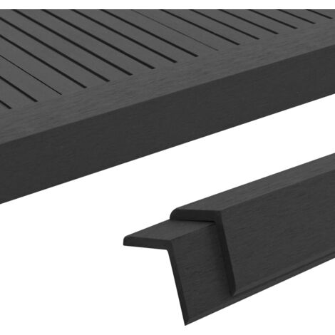 Vidaxl – Bordures de terrasse en WPC 170 cm – Lot de 5 cornières noires – Résistantes aux intempéries – Pour finition élégante
