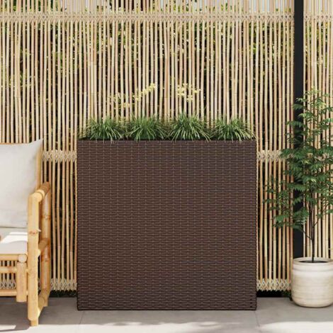 Vidaxl – Lit surélevé de jardin avec 4 pots en résine tressée – Dimensions jardinière 79x22x76 cm – Résistant aux intempéries – Pots en plastique inclus