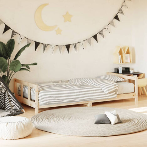 Vidaxl – Cadre de lit enfant 90x200 cm bois de pin massif – Hauteur basse pour accès facile – Lattes robustes pour soutien optimal