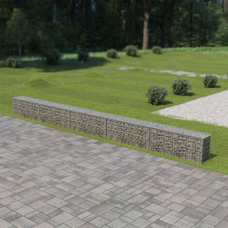 Vidaxl – Mur à gabion avec couvercles – Acier galvanisé 600x30x50 cm – Capacité de charge 1400 kg/m³ – Pour murs de soutènement