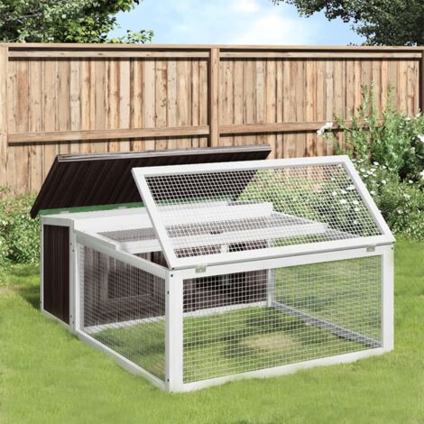 Vidaxl – Clapier gris en bois de pin massif 117,5x97x47,5 cm – Construction robuste – Toit résistant à l'eau – Centre d'activités à plusieurs niveaux
