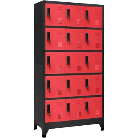 vidaXL Armoire à casiers Anthracite et rouge 90x40x180 cm Acier (1/5)