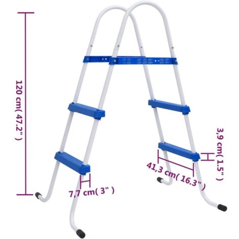 vidaXL Échelle de piscine Bleu et blanc 84 cm Acier