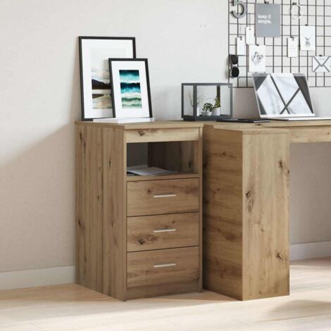 Vidaxl – Commode chêne artisanal 40x50x76 cm – 3 tiroirs – Étagère supérieure – Bois d'ingénierie pour rangement sécurisé