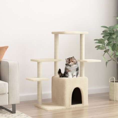 Arbre à chat avec griffoirs en sisal crème 97,5 cm vidaXL (1/5)