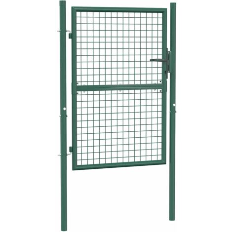 Vidaxl – Portail de clôture acier 100x125 cm vert – Construction en acier enduit de poudre – Résistance à la rouille – Installation facile avec charnières - vidaXL838657