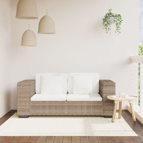 Vidaxl – Canapé de jardin 2 places en rotin véritable – 7 pièces avec coussins amovibles – Dimensions 162 x 80 x 61 cm – Confort optimal