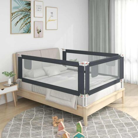 Vidaxl – Barrière de lit d'enfant gris foncé 190x25 cm – Tissu polyester lavable – Hauteur réglable 70-95 cm – Convient aux matelas 3-25 cm - vidaXL64027 (1/5)