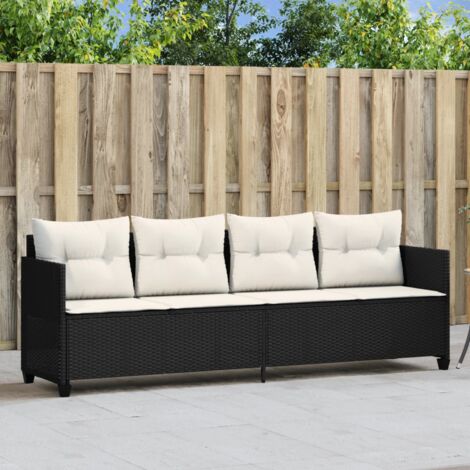 Vidaxl – Transat chaise longue avec coussins – Résine tressée noire – Dimensions 204x55x69,5 cm – Housse amovible et lavable – Capacité 110 kg