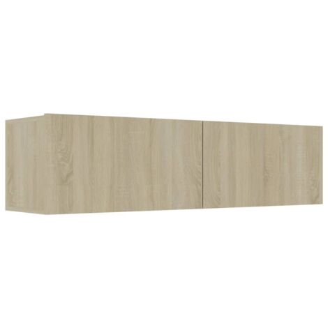 Vidaxl – Meuble TV chêne sonoma 120x30x30 cm – Bois d’ingénierie – 2 portes abattantes – Capacité de charge 60 kg – Montage facile
