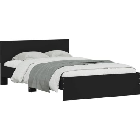 Vidaxl – Cadre de lit noir 120x200 cm – Bois d'ingénierie – Tête de lit confortable – Lattes en contreplaqué – Assemblage requis - vidaXL30964