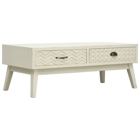 vidaXL Table basse avec 2 tiroirs Gris sculpté 110x50x40 cm Bois (1/5)